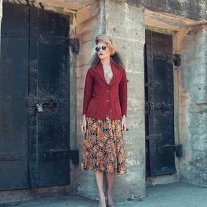 Burnt Orange Vintage Poly Purl Buttoned Cardigan